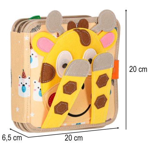 Książeczka sensoryczna edukacyjna z filcu dla dzieci Żyrafa, wiek 3+