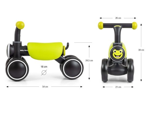 Pojazd jeździk dla rocznego dziecka, York Zielony, lekki, Milly Mally 12m+