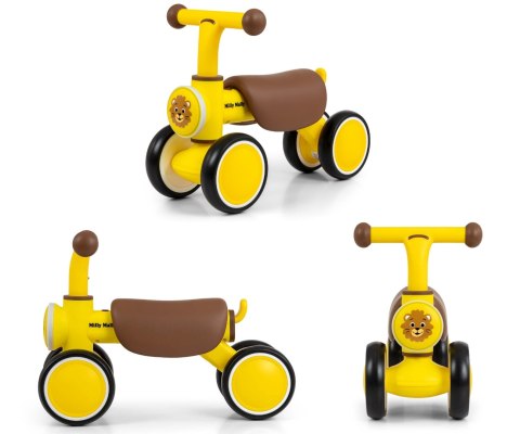 Pojazd jeździk dla rocznego dziecka, York żółty, lekki, Milly Mally 12m+