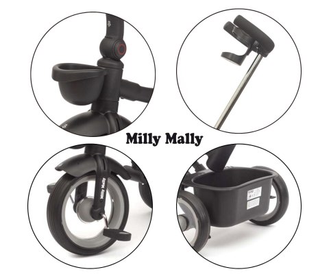 Rowerek trójkołowy Twinkle z rączką i daszkiem 3w1 – dla dziecka 12M+ Milly Mally