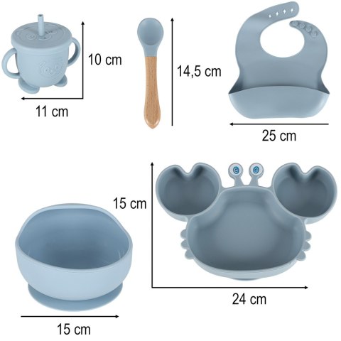 Silikonowy zestaw do karmienia dla dzieci niemowląt 9 el. Niebieski 6m+