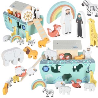 Arka Noego Sorter drewniany edukacyjny statek zabawka + zwierzątka, 12m+