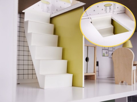 Drewniany Domek dla lalek z mebelkami wyposażeniem, składany, 70cm, wiek 3+