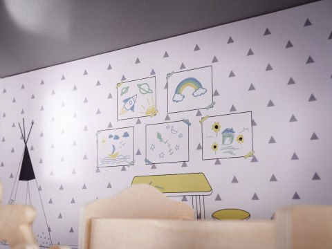 Drewniany Domek dla lalek z mebelkami wyposażeniem, składany, 70cm, wiek 3+