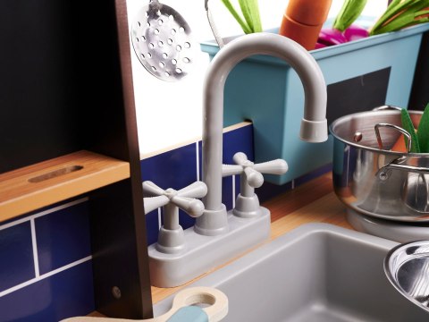 Drewniana kuchnia dla dziecka, kuchnia do zabawy + akcesoria LOFT czarna 3+