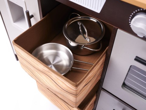 Drewniana kuchnia dla dziecka, kuchnia do zabawy + akcesoria LOFT czarna 3+