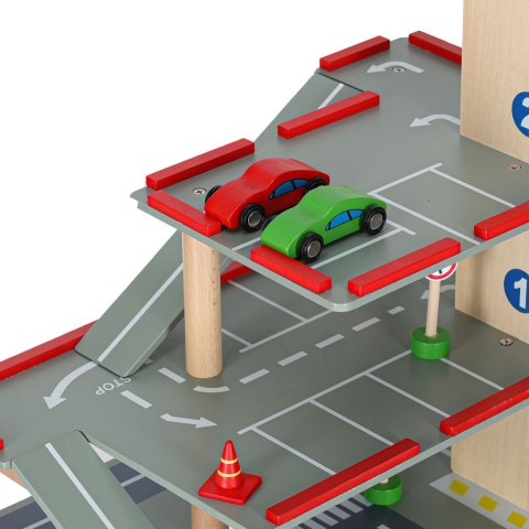 Parking drewniany dla dzieci z windą, garaż dla autek piętrowy LULILO 3+