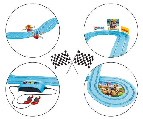 Tor wyścigowy dla dzieci Carrera samochody, Psi Patrol - Race Rescue 3,5m