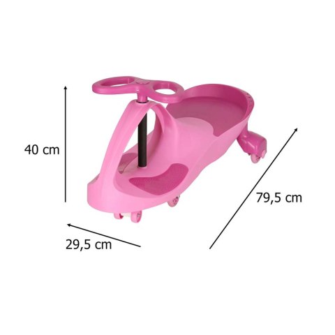 Jeździk grawitacyjny dla dzieci, świecące koła LED, różowy, wiek 3+