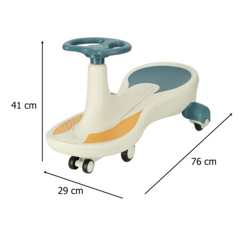 Jeździk grawitacyjny świecące koła LED z muzyką grający 76cm niebiesko-biały max 100kg