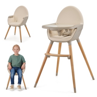 Krzesełko do karmienia dla dzieci KINDERKRAFT FINI Beige, wielofukcyjne 6m+