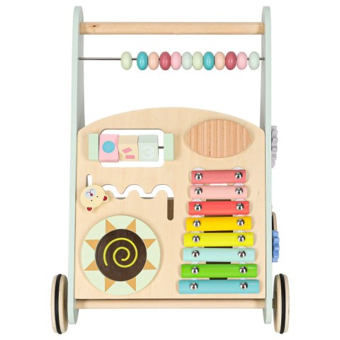 Pchacz do nauki chodzenia, chodzik edukacyjny z sorterem, drewniany wiek 1+