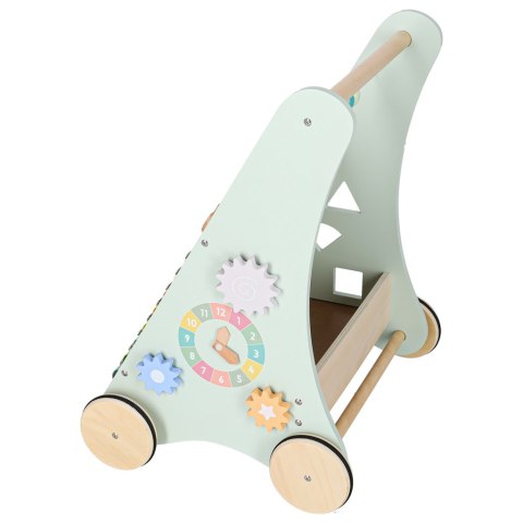 Pchacz do nauki chodzenia, chodzik edukacyjny z sorterem, drewniany wiek 1+