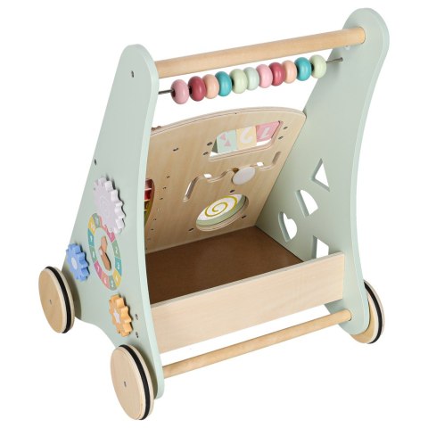 Pchacz do nauki chodzenia, chodzik edukacyjny z sorterem, drewniany wiek 1+