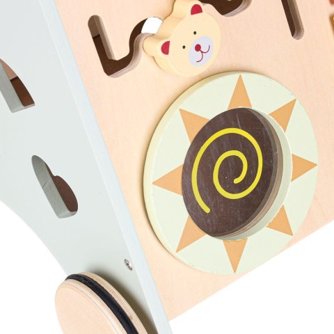 Pchacz do nauki chodzenia, chodzik edukacyjny z sorterem, drewniany wiek 1+