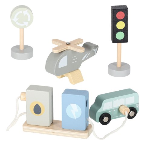 Garaż drewniany dla dzieci z windą, parking piętrowy +autka, helikopter, 3+