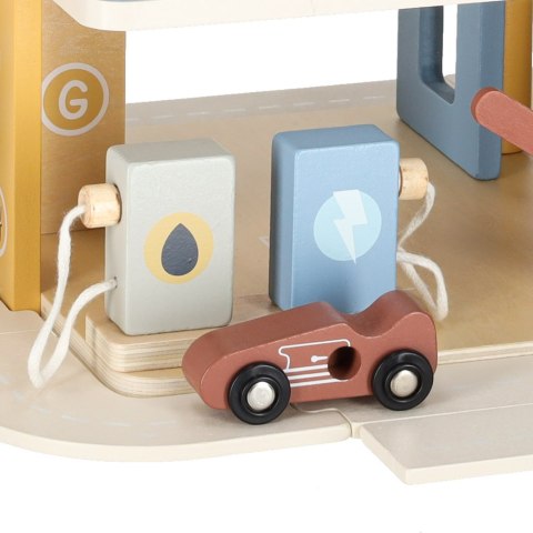 Garaż drewniany dla dzieci z windą, parking piętrowy +autka, helikopter, 3+