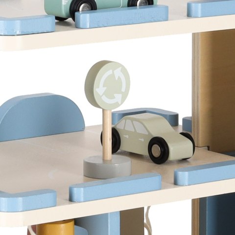 Garaż drewniany dla dzieci z windą, parking piętrowy +autka, helikopter, 3+