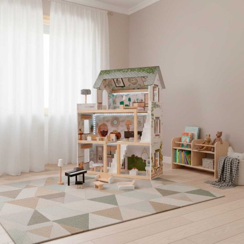 Drewniany Domek dla lalek z mebelkami, składany, LULILO FLORO wiek: 3+