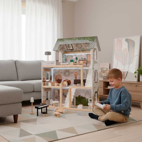 Drewniany Domek dla lalek z mebelkami, składany, LULILO FLORO wiek: 3+