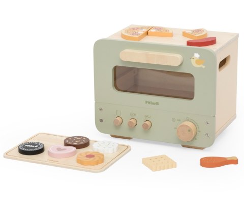 Drewniana kuchenka piekarnik + akcesoria, zestaw kuchenny dla dzieci, 3+