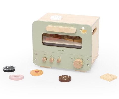 Drewniana kuchenka piekarnik + akcesoria, zestaw kuchenny dla dzieci, 3+