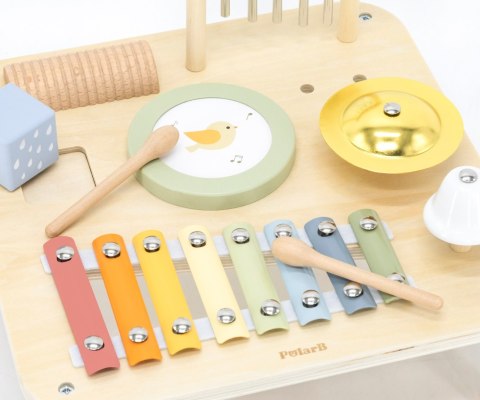 Stolik edukacyjny muzyczny dla dzieci, interaktywny drewniany, Viga, 18m+