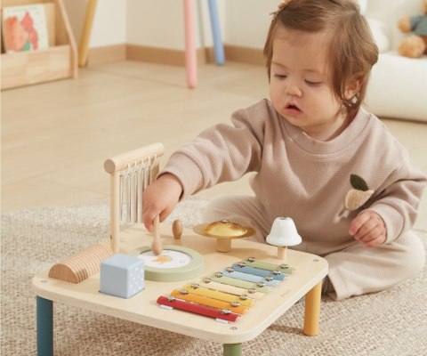 Stolik edukacyjny muzyczny dla dzieci, interaktywny drewniany, Viga, 18m+