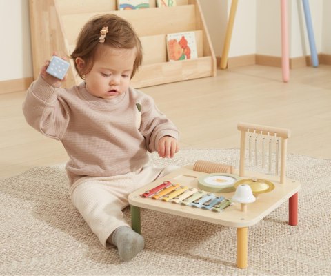 Stolik edukacyjny muzyczny dla dzieci, interaktywny drewniany, Viga, 18m+