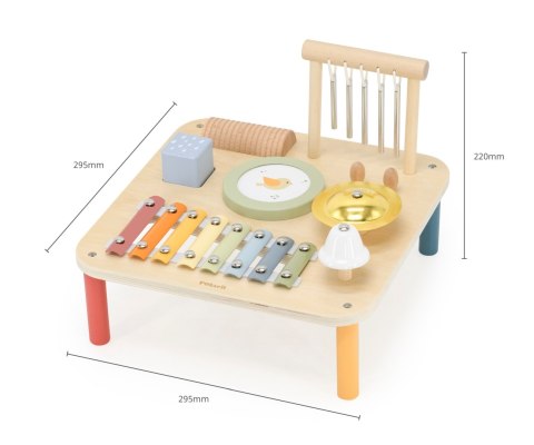 Stolik edukacyjny muzyczny dla dzieci, interaktywny drewniany, Viga, 18m+
