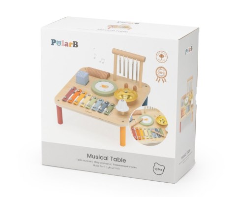 Stolik edukacyjny muzyczny dla dzieci, interaktywny drewniany, Viga, 18m+