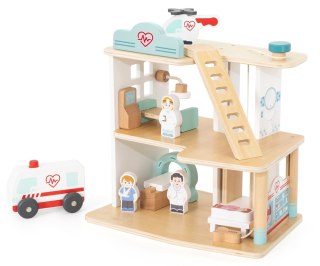 Drewniany szpital zabawka dla dzieci, klocki drewniane, Viga wiek 3+