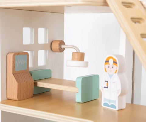 Drewniany szpital zabawka dla dzieci, klocki drewniane, Viga wiek 3+