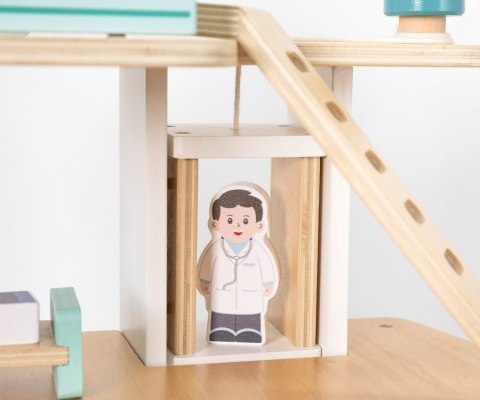 Drewniany szpital zabawka dla dzieci, klocki drewniane, Viga wiek 3+