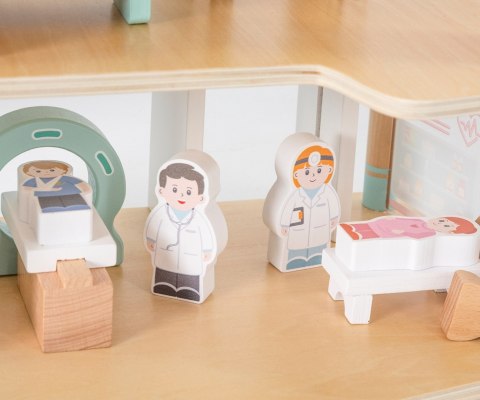 Drewniany szpital zabawka dla dzieci, klocki drewniane, Viga wiek 3+