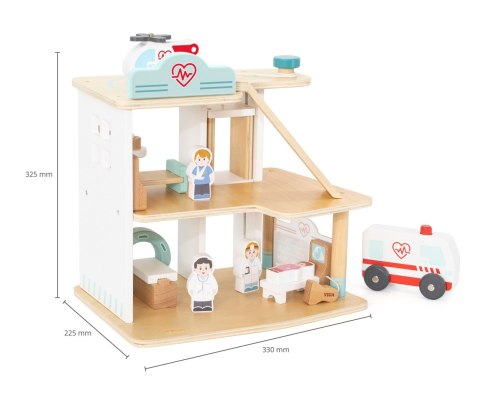 Drewniany szpital zabawka dla dzieci, klocki drewniane, Viga wiek 3+
