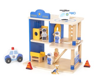 Drewniany komisariat z akcesoriami, 2 poziomy, policja zabawka , Viga 3+