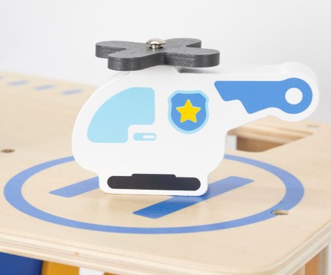 Drewniany komisariat z akcesoriami, 2 poziomy, policja zabawka , Viga 3+