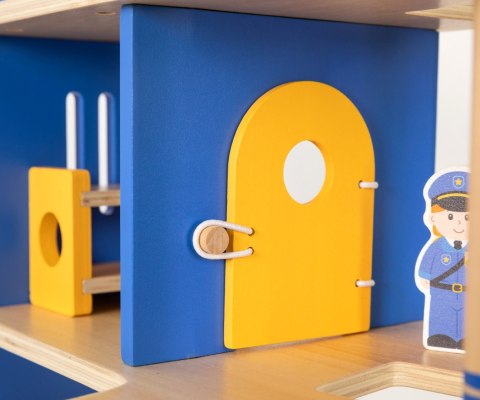 Drewniany komisariat z akcesoriami, 2 poziomy, policja zabawka , Viga 3+