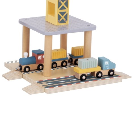 Klocki drewniane - Dźwig Zabawka Morska stacja załadunkowa Tooky Toy, wiek 3+