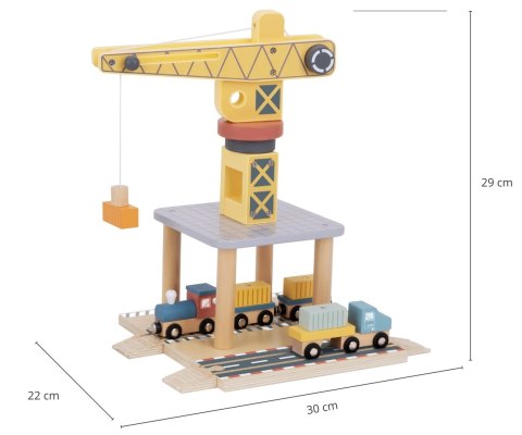 Klocki drewniane - Dźwig Zabawka Morska stacja załadunkowa Tooky Toy, wiek 3+