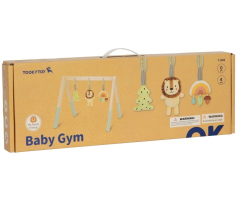 Stojak edukacyjny drewniany z zabawkami dla niemowląt, zawieszki, TT 0m+