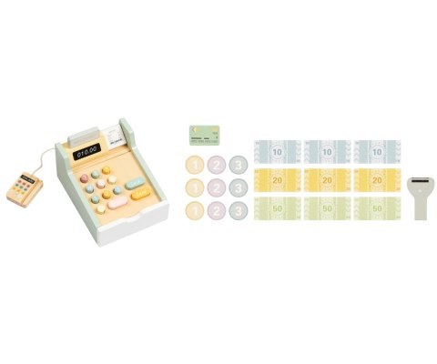 Drewniana kasa sklepowa fiskalna dla dziecka Tooky Toy, wiek 3+