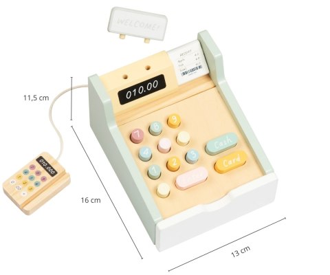 Drewniana kasa sklepowa fiskalna dla dziecka Tooky Toy, wiek 3+