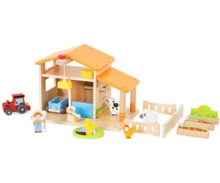 Drewniana farma zabawka dla dzieci, klocki figurki zwierząt, Viga, wiek 3+