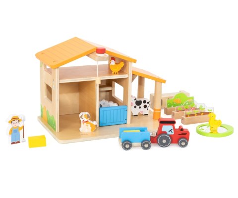 Drewniana farma zabawka dla dzieci, klocki figurki zwierząt, Viga, wiek 3+