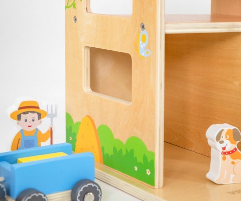 Drewniana farma zabawka dla dzieci, klocki figurki zwierząt, Viga, wiek 3+