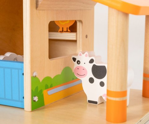 Drewniana farma zabawka dla dzieci, klocki figurki zwierząt, Viga, wiek 3+