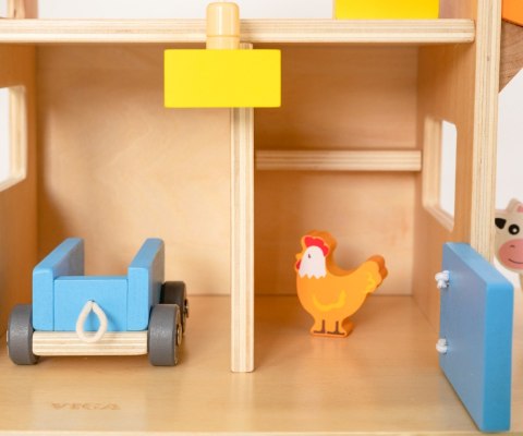 Drewniana farma zabawka dla dzieci, klocki figurki zwierząt, Viga, wiek 3+