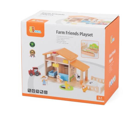 Drewniana farma zabawka dla dzieci, klocki figurki zwierząt, Viga, wiek 3+